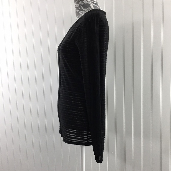 BCBG MaxAzria Black Jacquard Knit Pullover Blouse Womens Small Long Sleeve - Picture 4 of 11